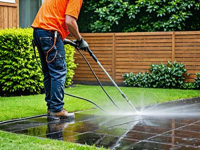 Stone patio cleaning